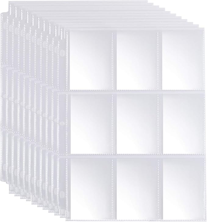 Trading Card Sleeves, JIQEZNL 1440 Pockets Premium Double Side Baseball Card Sleeves Pages for 3 Ring Binder, 9 Pocket Card Sheets Protectors for Standard Pokemon Cards, Sports, Yugioh, Business Cards