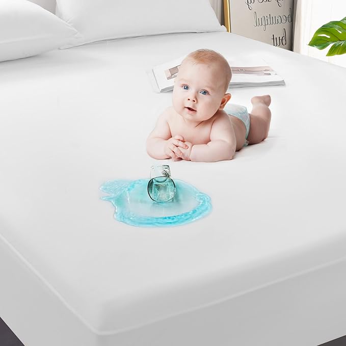 GRT 1 Pack 100% Waterproof Mattress Protector King Size, Breathable & Noiseless Waterproof Mattress Cover Fitted Deep Pocket from 5" to 21", Smooth Washable King Bed Protector - Vinyl Free