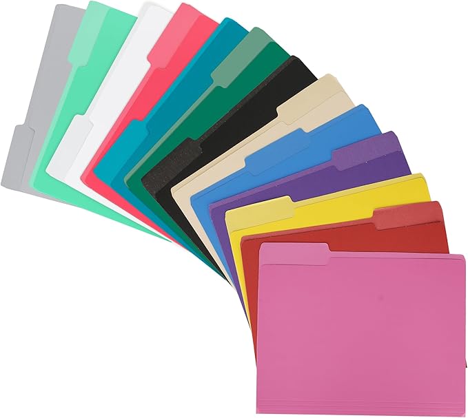 18-Pack Black File Folders,Letter Size Colored File Folders,1/3 Cut Tab,Office Home School for Documents Files Paper