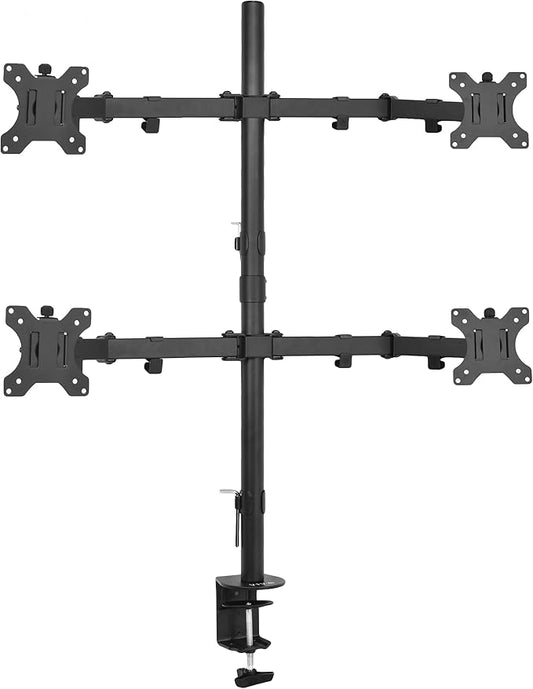 VIVO Quad 13 to 30 inch LCD Monitor Desk Mount, Fully Adjustable Stand with Tilt and Swivel, Holds 4 Screens with Max VESA 100x100, STAND-V004