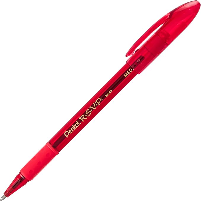 Pentel RSVP Ballpoint Pen,(1.0mm),Medium Line,Assorted Ink (BK91CRBP8M),(Pack of 16)