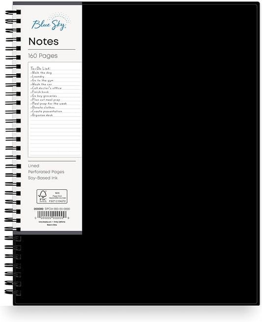 Blue Sky Smart Notes Professional Notebook, Wire-O Binding, 8.5" x 11", Black (14713)