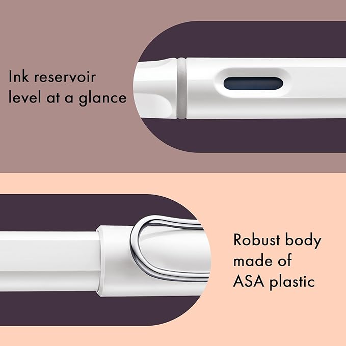 LAMY safari white - Fountain Pen with ergonomic grip & polished steel nib in size F - ideal for any Writing & Calligraphy - including LAMY T 10 blue cartridge - Right-Handed