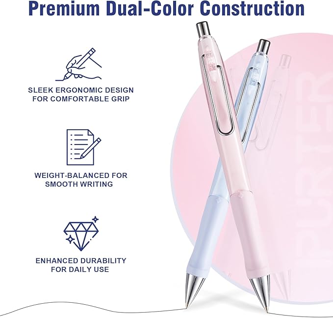6-Pack 0.5mm Mechanical Pencils with Macaron Colors, Built-In Eraser, Copper Tip, Easy-Load Lead, Metal Clip, Soft Grip, for School, Office, Sketching, Drafting