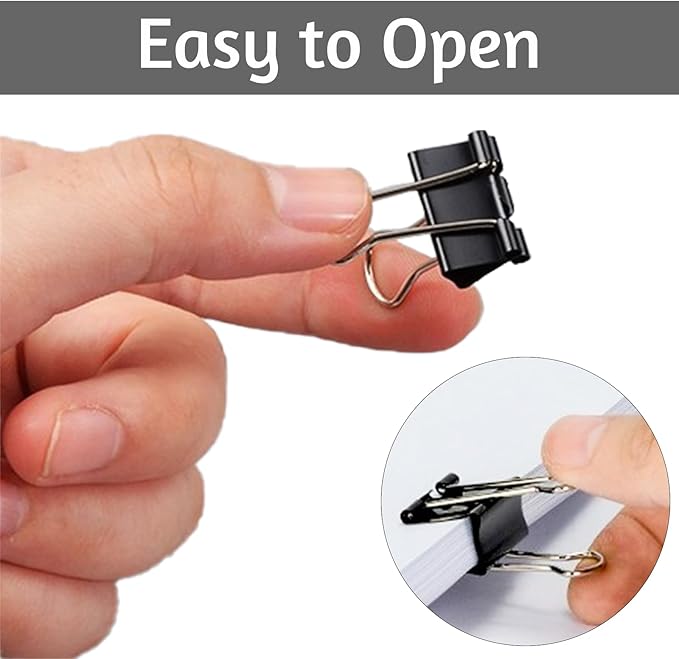 OWLKELA 140 PCS Mini Binder Clips 0.75 Inch, Metal Paper Clip Bulk, Small Black Clips for Home, School and Office Supplies