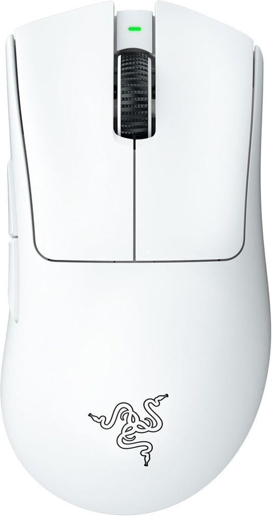 Razer DeathAdder V3 Pro Wireless Gaming Mouse: 64g Lightweight Ergonomic - 30K DPI Optical Sensor - Gen-3 Optical Switches - 8 Programmable Controls - Up to 90 Hr Battery - White