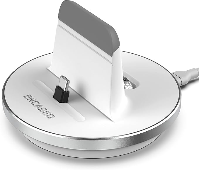 Encased Fast Charging USB-C Stand for iPhone 17/16 Pro Max (Non-Wireless) Desktop Wired Charger, Type-C Connector (White)