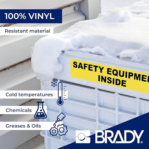 Brady Authentic (M4C-500-595-OR-BK) All-Weather Permanent Adhesive Vinyl Labels 0.5 in W x 25ft Black on Orange. for use with BMP41, BMP51, M410, M510, and M511 Label Printers.