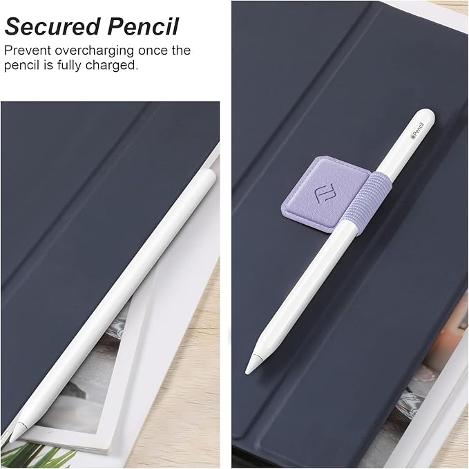 Fintie 4 Pack Pen Loop Holder for Apple Pencil Pro, Apple Pencil (USB-C / 1st / 2nd Generation) and Stylus Pens, Elastic Adhesive Leather Sleeve Attached to Cases, Lilac Purple