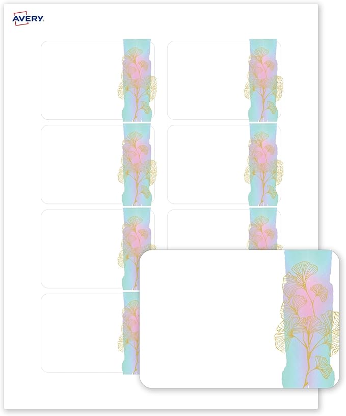 Avery Printable Rectangle Adhesive Name Badges, Pre-Printed Floral Design, Matte White, 2-1/3" x 3-3/8", Laser & Inkjet Compatible, 80 Total, Great for Branding, Marketing, and Events