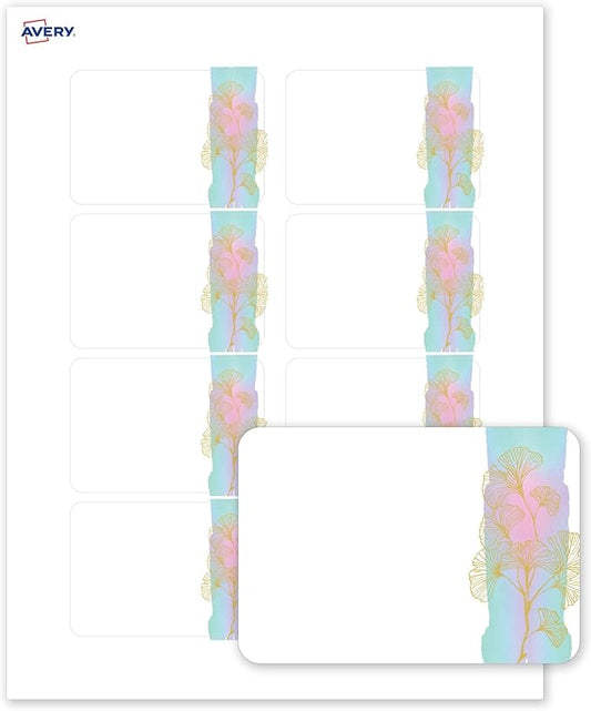 Avery Printable Rectangle Adhesive Name Badges, Pre-Printed Floral Design, Matte White, 2-1/3" x 3-3/8", Laser & Inkjet Compatible, 80 Total, Great for Branding, Marketing, and Events
