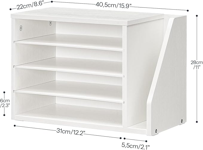 HOOBRO Mail Sorter, Literature Organizer with Adjustable Shelves, Paper Organizer for Office, Home, Wood Countertop File Holders, Mails, Magazines, White WT41WF01