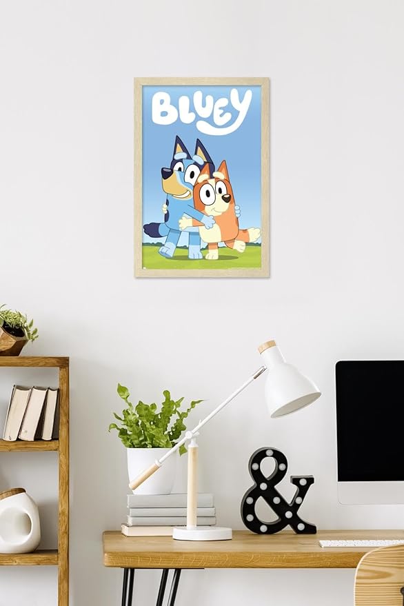 Bluey - Hug Wall Poster, 22.4L" x 14.7W", Blonde Framed Version