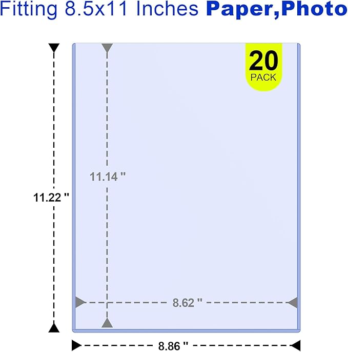 8.5x11 Inch Heavy Duty Document Toploader - Anti-Yellowing 25Mil Page Sheet Protector Holder, Clear Plastic Sleeves for Birth Certificates, Photos, Prints, Menu Archival Storage Display(20 Pack)