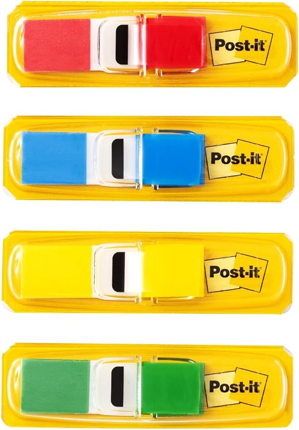 Post-it Flags, 35/Dispenser, 4 Dispensers, 47 in Wide, Assorted Primary Colors (683-4) (Pack of 2)