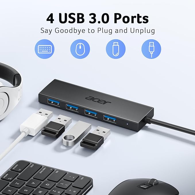 Acer USB Hub Bundle with Dual Mode Gaming Mouse