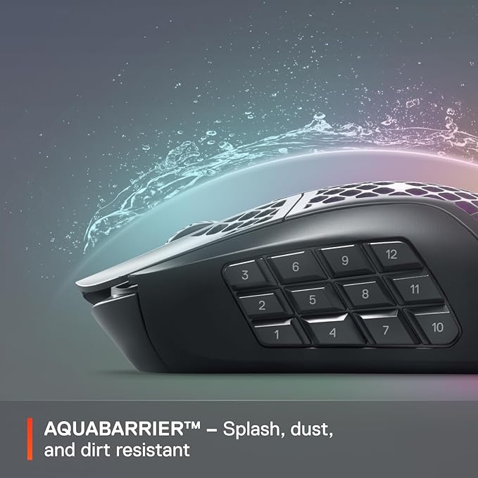 SteelSeries Aerox 9 Wireless - Holey RGB Gaming Mouse - Ultra-lightweight Water Resistant Design - 18 Buttons – Bluetooth/2.4 GHz - 18K DPI TrueMove Air Optical Sensor