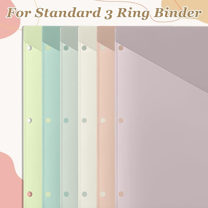 Epakh 24 Pcs Binder Dividers for 3 Rings Binders Index Dividers with Two Clear Pockets Plastics Sheets Protectors with Tab Labels for School Office Organization (Morandi)
