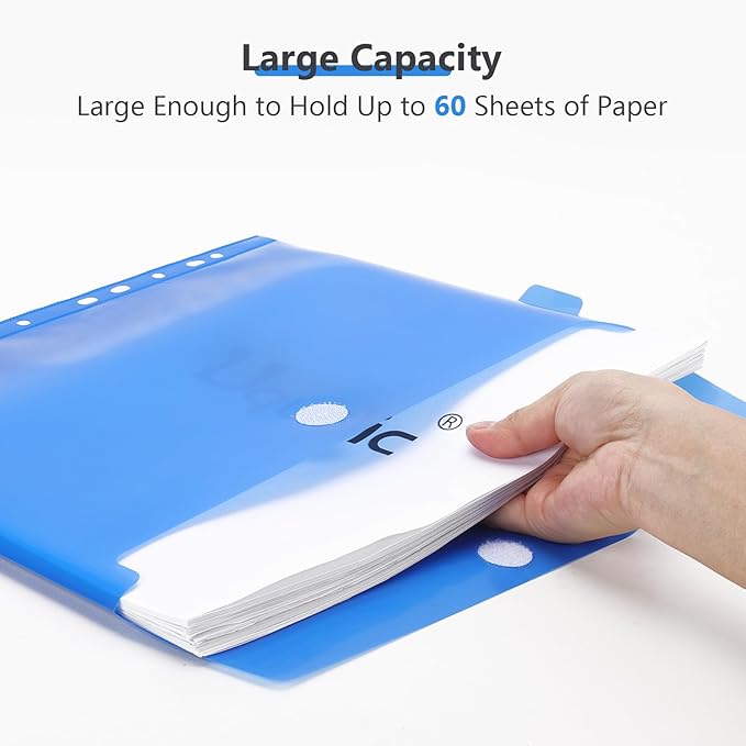 Uquelic Document Organizer, Soft PVC Binder with 12 Colorful Pockets - Zipper Binder 3 Ring with Dividers Letter Size (11'' x 8.5'')-Large Capacity Cute Folder for School, Office & Home Use (Black)