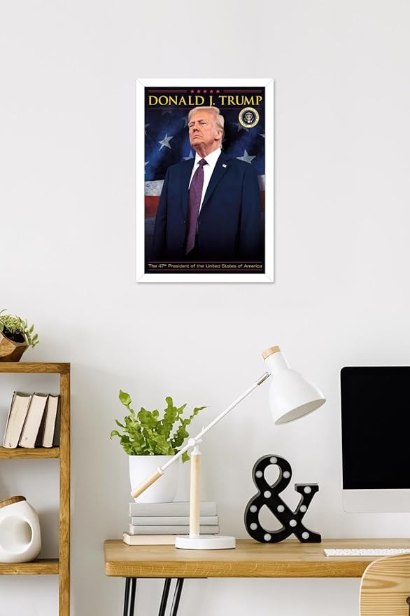 President Donald Trump - 47th President Wall Poster, 22.4L" x 14.7W", White Framed Version