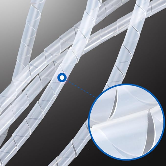 Spiral Cable Wrap - 9.8 Ft 5/8" Spiral Wire Wrap Cord Covers Bundle Sleeve Hose for Computer Electrical Wire Organizer (White, 5/8 Inch-9.8Ft)