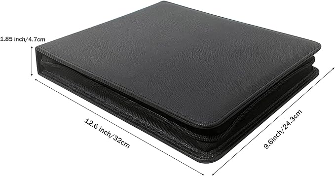 LLi Cufite 3 Rings Check Binder for End-Stub Deskbook Checks, Zipper Business Check Binder, 3 on a Page, Fit 3 & 9 Holes Check Faux Leather (9.5" x 12.6") (Black)