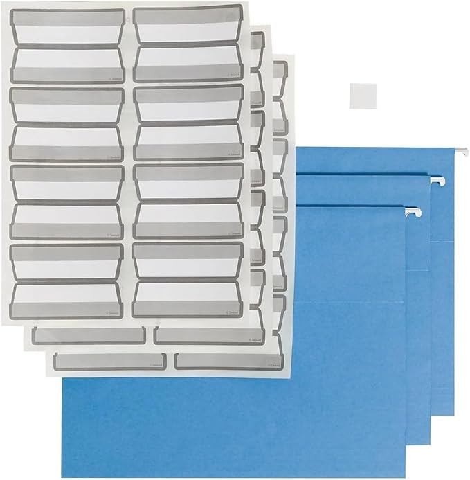 Smead Hanging File Folder with Erasable ProTab, 1/3-Cut Erasable Tabs, Adjustable Position, Letter Size, Blue, 20 per Box, Eraser Included