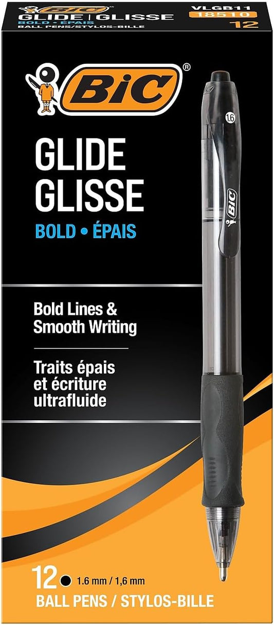 BIC VLGB11BK Velocity Retractable Ballpoint Pen, Black Ink, 1.6mm, Bold, Dozen