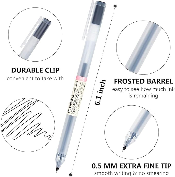 XSG Premium Gel Ink Pen Fine Point Pens Ballpoint Pen 0.5mm for Japanese Office School Stationery Supply 12 Packs