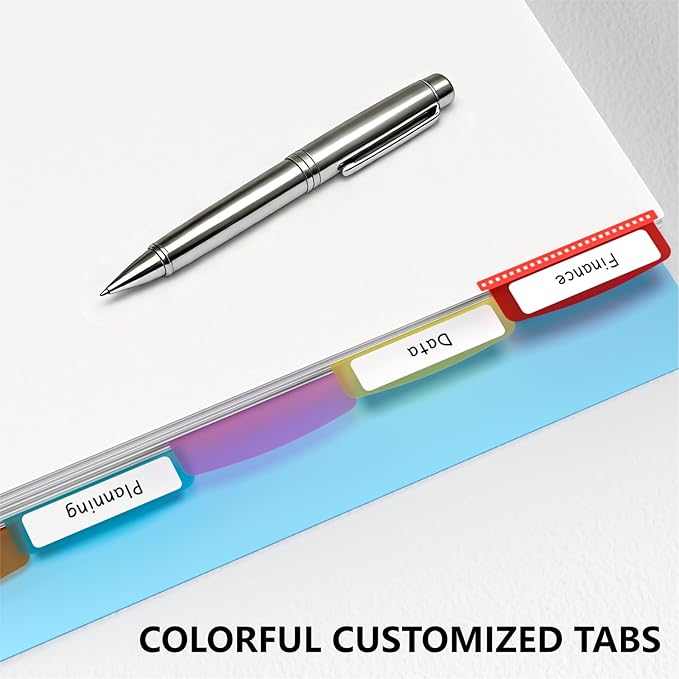 Binder Dividers with Tabs, White Sheet Protectors for 3 Ring Binder, 3 Hole Punch Dividers in 6 Color Tab Page Protectors, 3 Ring Binder Dividers with Tabs, 2 Set 12 Pcs, White