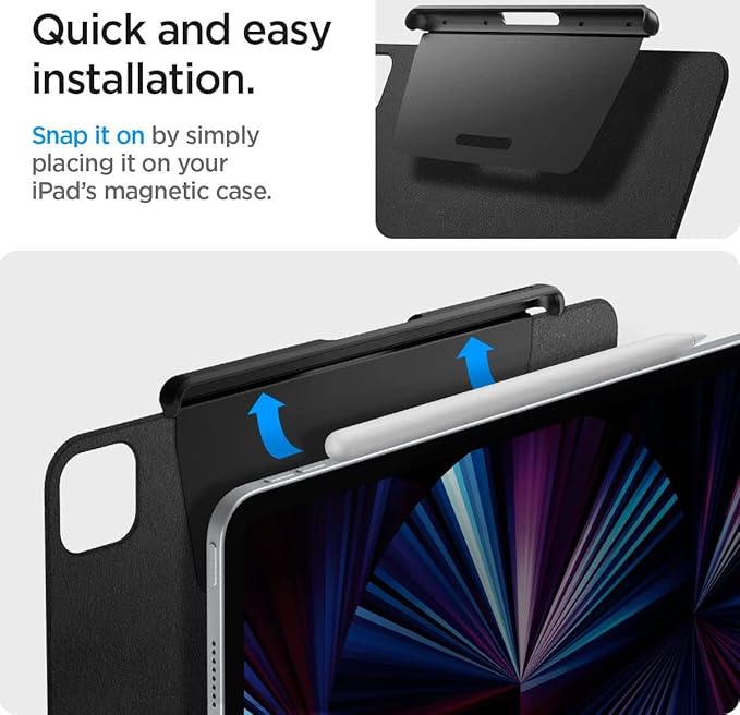 Spigen for Apple Pencil Pro Holder, 2nd Gen, Lenovo Yoga Pen, Galaxy S Pen, Compatible with Magic Keyboard, Smart Keyboard, Smart Folio, Remarkable 2 and Other Magnetic iPad Cases, Black