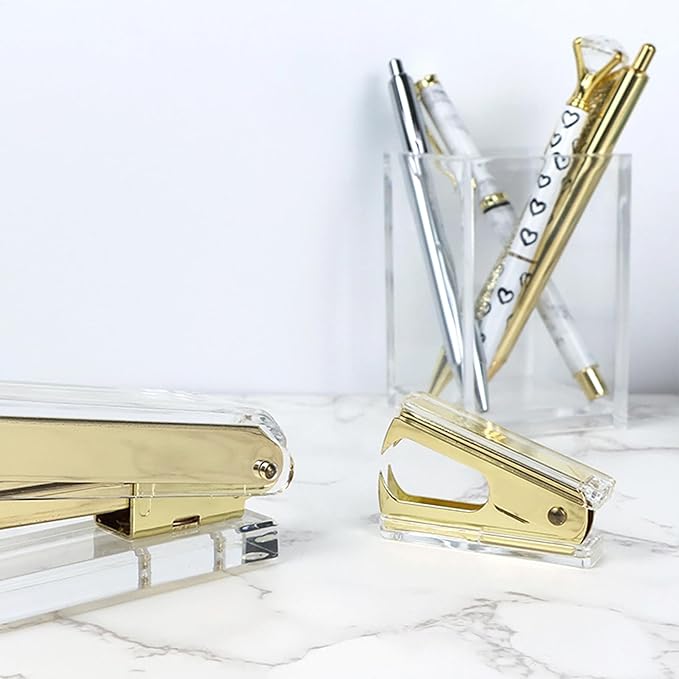 NatSumeBasics Clear Staple Remover Pure Gold Stapler Remover Cute Yellow Puller Removers Tool for Home Office School Desk Accessories Gift (Yellow Gold)