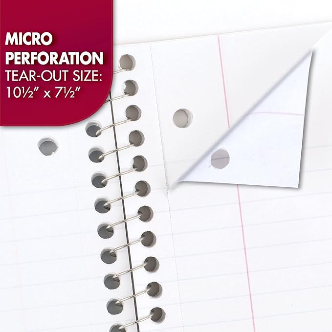 Mead Spiral Notebook, 12 Pack, 1 Subject, Wide Ruled Paper, 7-1/2" x 10-1/2", 70 Sheets per Notebook, Colors Will Vary (930202-ECM25)