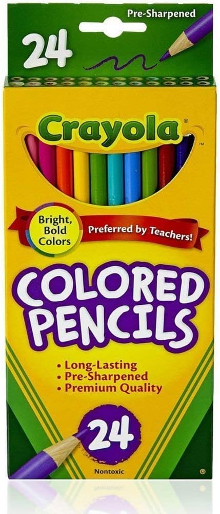 Crayola Crayons 24 Count - 2 Packs Colored Pencils 24 Count - 2 Packs