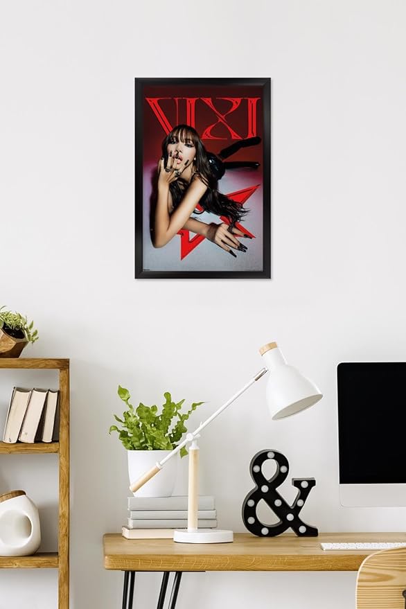 LISA - VIXI Red Star Wall Poster, 22.4L" x 14.7W", Black Framed Version