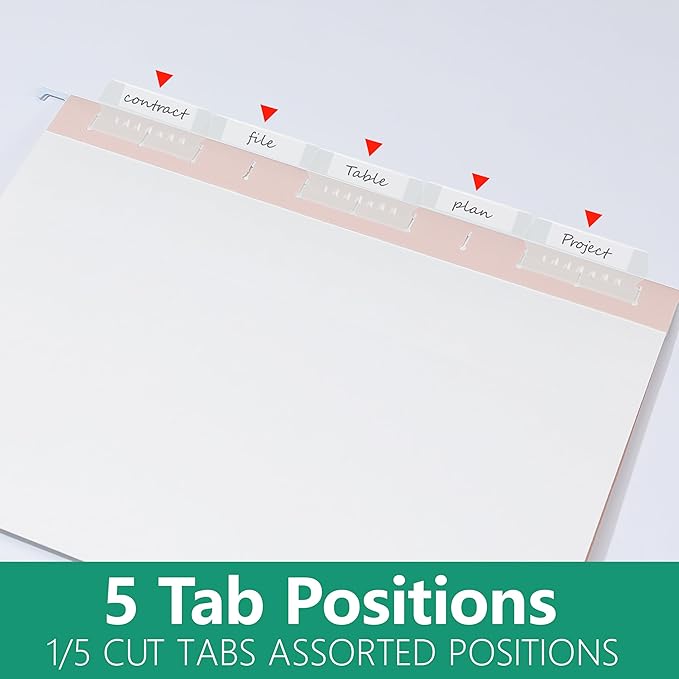 Hanging File Folders,Letter Size,1/5-Cut Adjustable Tabs,6 Per Box,Peachy-Pink-1/5 Tabs