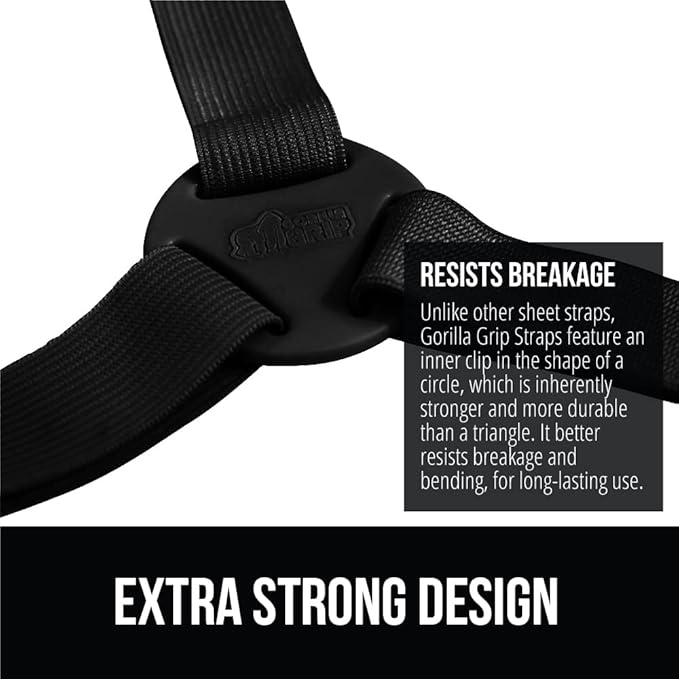 Gorilla Grip Headboard Gap Pillow and Bed Sheet Straps, Headboard Gap Pillow Size Queen Cream, Dense Foam Wedge, Sheet Fasteners 4 Pack Black, Adjustable Elastic with Metal Clips, 2 Item Bundle