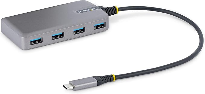 StarTech.com 4-Port USB-C Hub - 5Gbps - Bus Powered - USB C to 4x USB-A Hub w/ Optional Auxiliary Power Input - Portable Desktop/Laptop USB Hub - 1ft (30cm) Cable - USB Expansion Hub (5G4AB-USB-C-HUB)