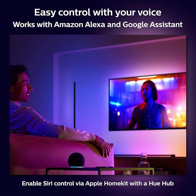 Philips Hue Signe Smart Table Lamp, Black, 1 Pack, White & Color Ambiance LED Color-Changing Light, Control LED Lamp with Hue App, Works with Alexa, Google Assistant, Apple HomeKit