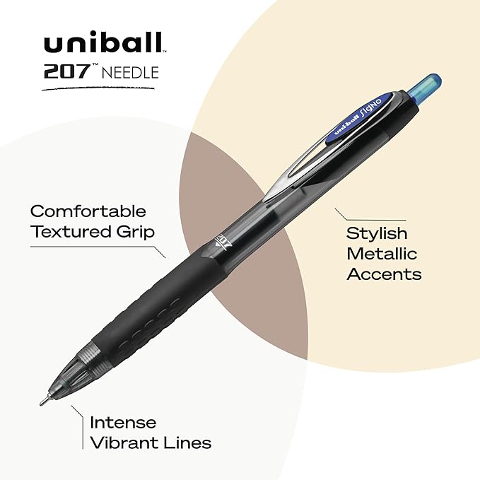 Uniball Signo 207 Needle Gel Pen 12 Pack, 0.7mm Medium Blue Pens, Gel Ink Pens | Office Supplies Sold by Uniball are Pens, Ballpoint Pen, Colored Pens, Gel Pens, Fine Point, Smooth Writing Pens
