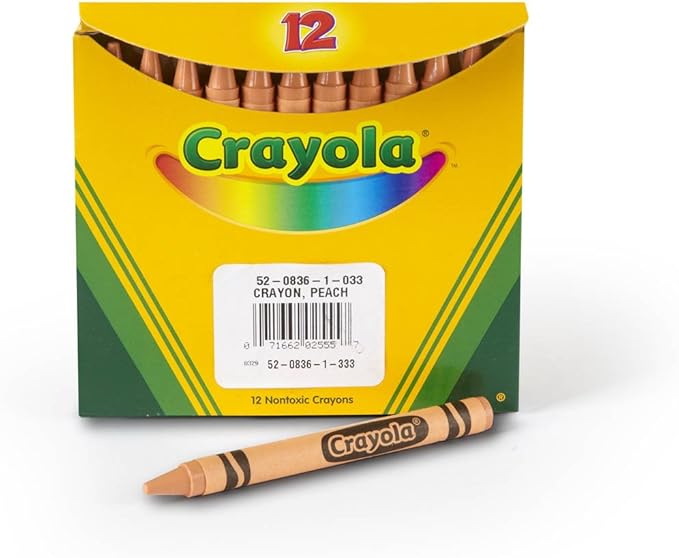 Crayola Crayons, Peach, Single Color Crayon Refill, 12 Count Bulk Crayons, School Supplies