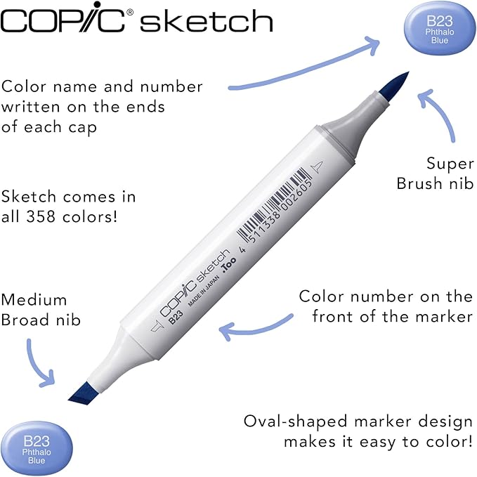 Copic Sketch Alcohol Markers, 6 Color Dual Tip Art Marker Set – Blendable Brush Tips for Drawing, Sketching, and Illustration – Professional Set for Adults/Teen Artists & Creators - Floral Favorites 2