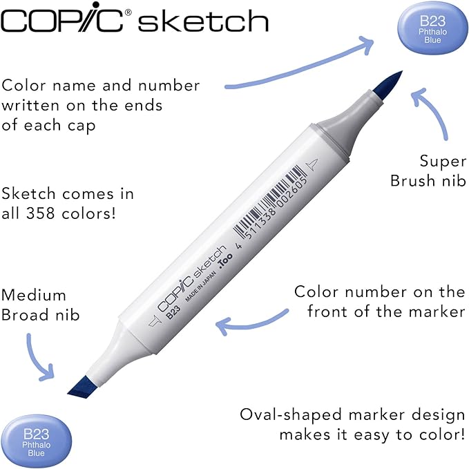 Copic Sketch Alcohol Markers, 6 Color Dual Tip Art Marker Set – Blendable Brush Tips for Drawing, Sketching, and Illustration – Professional Set for Adults/Teen Artists & Creators - Secondary Tones