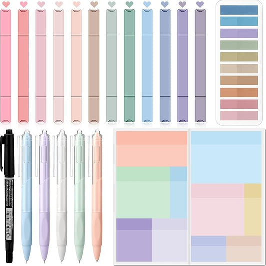 Jutom 38 Pcs Bible Journaling Study Kit for Women, Book Annotation Supplies with Highlighters Pens, Tabs, Sticky Notes, Markers for Christian Office Bible Study Supplies(Light Color,Square)