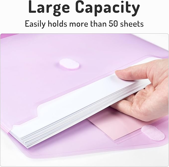 Forvencer Binder Pocket, 10 Pack Super Heavyweight Plastic Folders with Tight Closure, Binder Folders Side Loading, 3 Ring Binder Pocket, Binder Dividers with Pockets, Letter Size, Pastels Series
