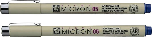 SAKURA PIGMA MICRON 05 FINELINER PEN, 0.45MM LINE WIDTH, PACK OF 2 (Royal Blue)