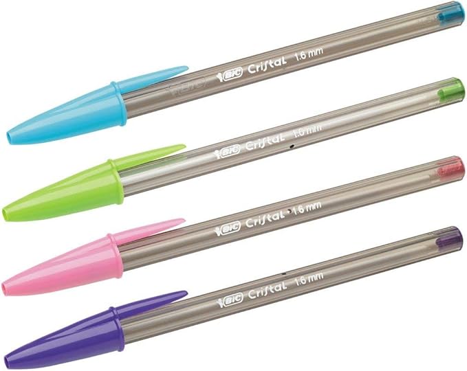 BIC Cristal Fun Ballpoint Pens with 5 Assorted Ink Colours, Wide Point (1.6 mm), Pack of 10