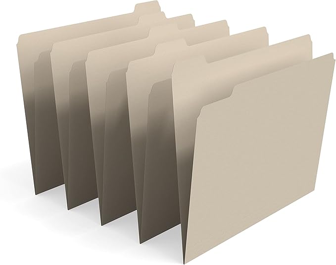 Staples File Folders, Letter Size, 1/5‑Cut Tabs, Manila, Durable Paper Stock, 200/Carton