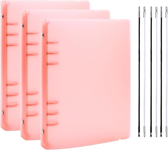 BAOFALI 3Pcs/Set A5 6 Ring Binder Cover Clean Transparent Soft PVC for Refillable Notebook Shell withMatte surfaceforStamp & Die Storage (Orange Color)