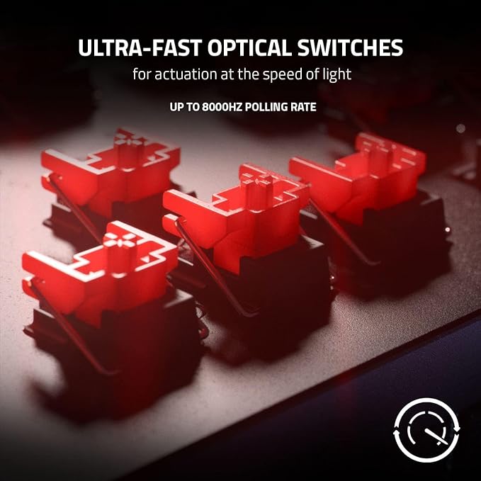 Razer Huntsman V2 TKL Gaming Keyboard: Fast Linear Optical Switches Gen2, Sound Dampeners, 8000Hz Polling Rate, Detachable Type-C Cable, UV-Coated Keycaps, Wrist Rest - ESL Edition